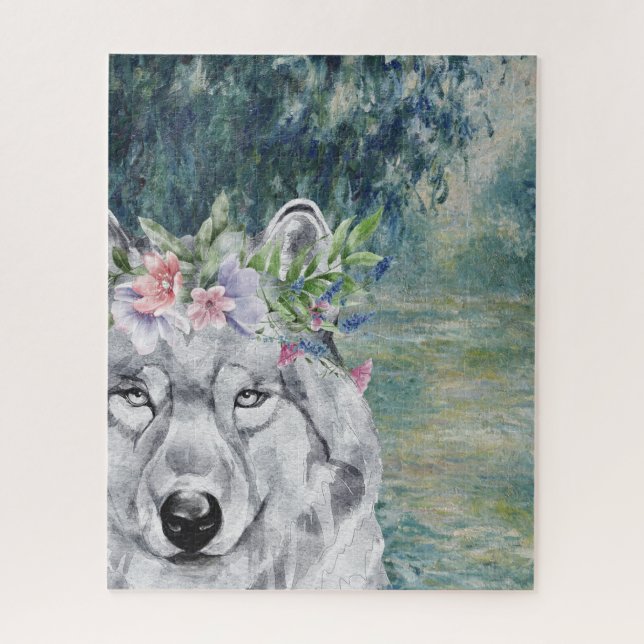 Puzzle Monet Morning Seine et Grey Wolf (Vertical)