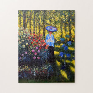 Puzzle Monet Woman avec un parasol dans le jardin