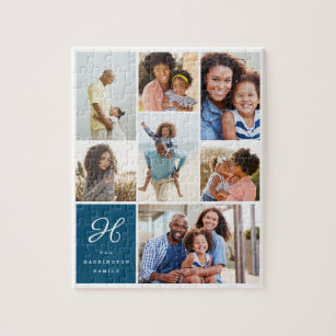 Puzzle Monogram and Family Multiple Photo Collage Grid