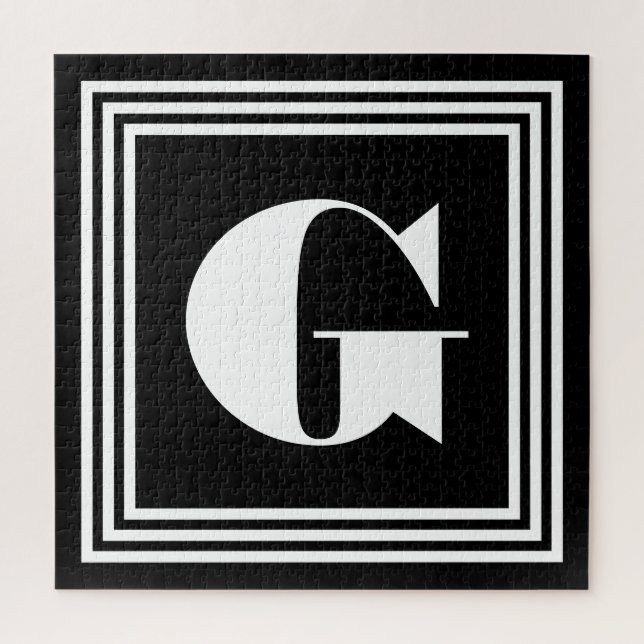Puzzle Monogramme 3 trames en gras | Noir et blanc (Vertical)