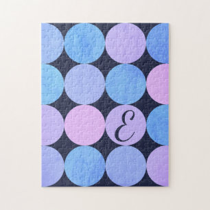 Puzzle Monogramme Cercles Bleu Violet & Rose