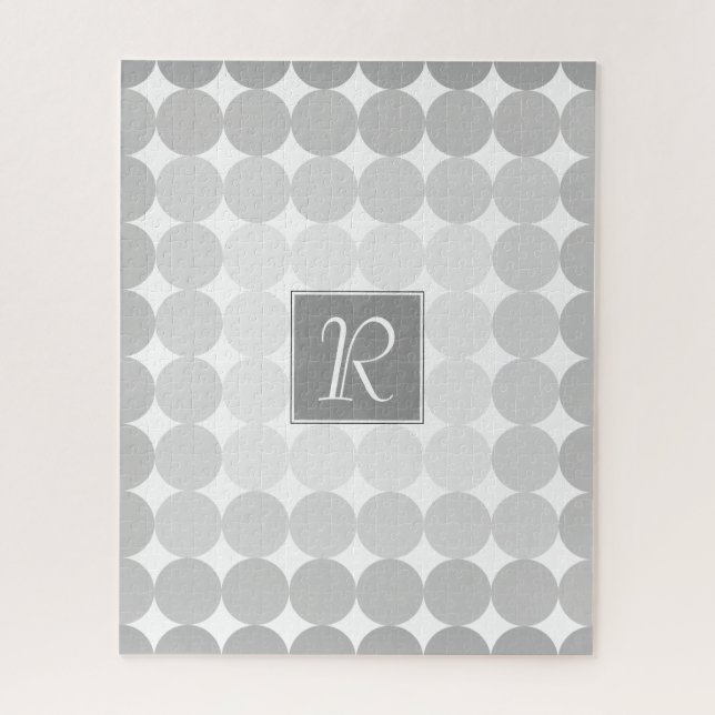 Puzzle Monogramme Cercles Gris Moderne (Vertical)