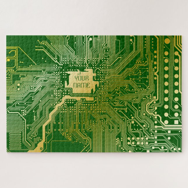 Puzzle Monogramme Circuit Motherboard Electronique Chip T (Horizontal)