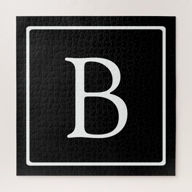 Puzzle Monogramme classique simple | Texte noir et blanc (Vertical)