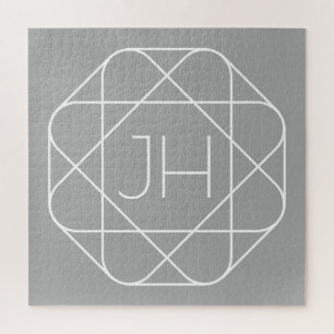 Puzzle Monogramme Cool, Style de Logo Hip Vibe Gris & B