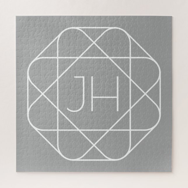 Puzzle Monogramme Cool, Style de Logo Hip Vibe | Gris & B (Vertical)