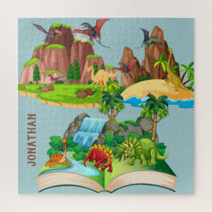 Puzzle Monogramme de dessin animé de dinosaures dans la j