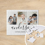Puzzle Monogramme de famille moderne 3 Collage photo<br><div class="desc">Custom printed jigsaw puzzle personalized with your familiy photos and mongram. Add your familiy name or other custom text with space for 3 special photos. Use the design tools to add more photos and dit the text fonts and colors to create a unique one of a kind design. Custom photo...</div>