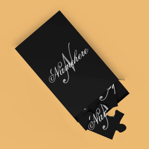 Puzzle Monogramme de nom noir et blanc personnalisé uniqu