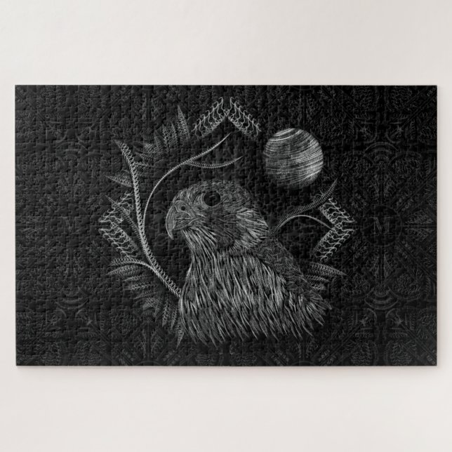 Puzzle Monogramme de Pleine lune de faucon (Horizontal)