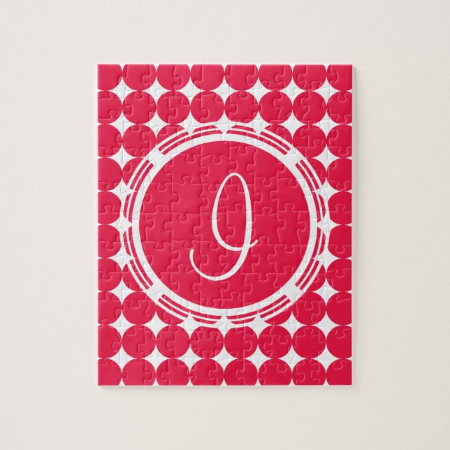 Puzzle Monogramme de point de polka rouge (Vertical)