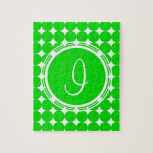 Puzzle Monogramme de point de polka vert