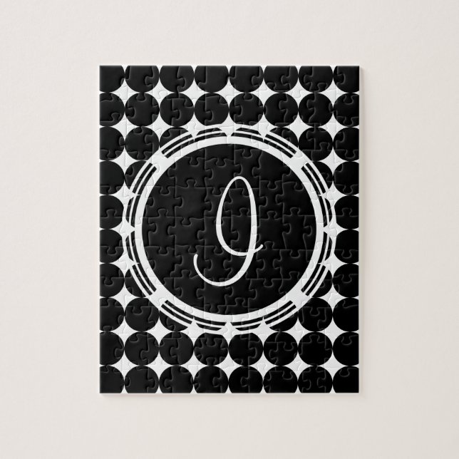 Puzzle Monogramme de point Polka Noir (Vertical)