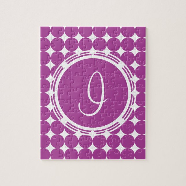 Puzzle Monogramme de point Polka violet (Vertical)