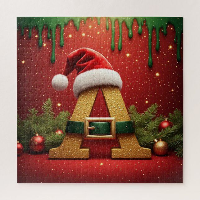 Puzzle Monogramme de Santa A pour les cadeaux de Noël (Vertical)