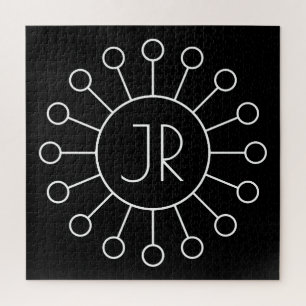 Puzzle Monogramme de style Logo Vintage cool   Noir et bl