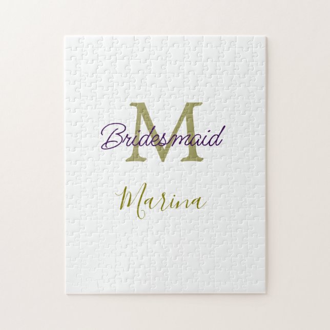 Puzzle Monogramme de tribu de mariée simple en or pour la (Vertical)