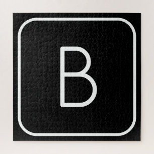 Puzzle Monogramme Initial De Style Moderne Blanc & Noir
