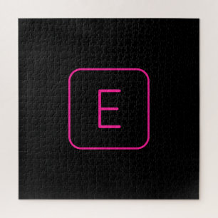 Puzzle Monogramme Initial De Style Moderne Rose Et Noir