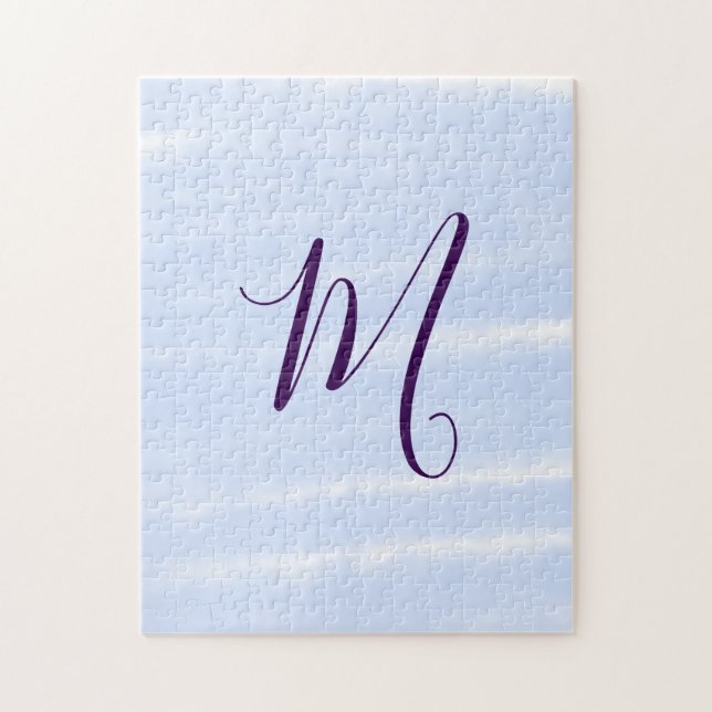 Puzzle Monogramme lettre de nom aquarelle pastel violet r (Vertical)