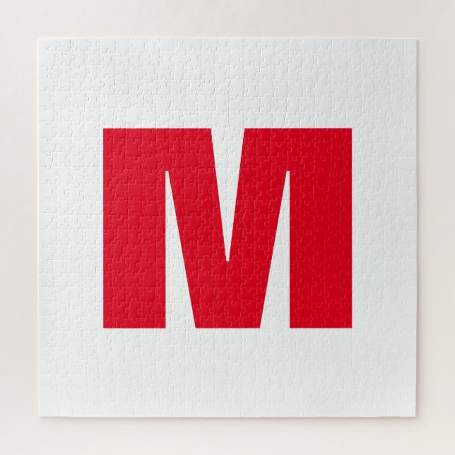 Puzzle Monogramme minimaliste moderne blanc rouge (Vertical)