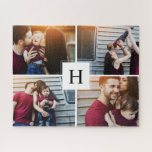 Puzzle Monogramme moderne Collage photo<br><div class="desc">Personnalisez-le avec votre date de mariage,  votre nom de famille,  ou tout texte de votre choix pour un cadeau et un souvenir magnifique et unique.</div>