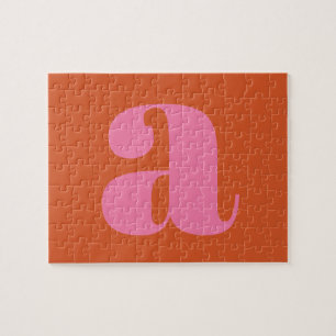 Puzzle Monogramme moderne initial lettre rose et orange
