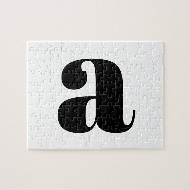 Puzzle Monogramme Moderne Lettre Initiale Noir et Blanc (Horizontal)