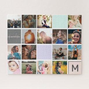 Puzzle Monogramme moderne votre famille 16 photo collage 