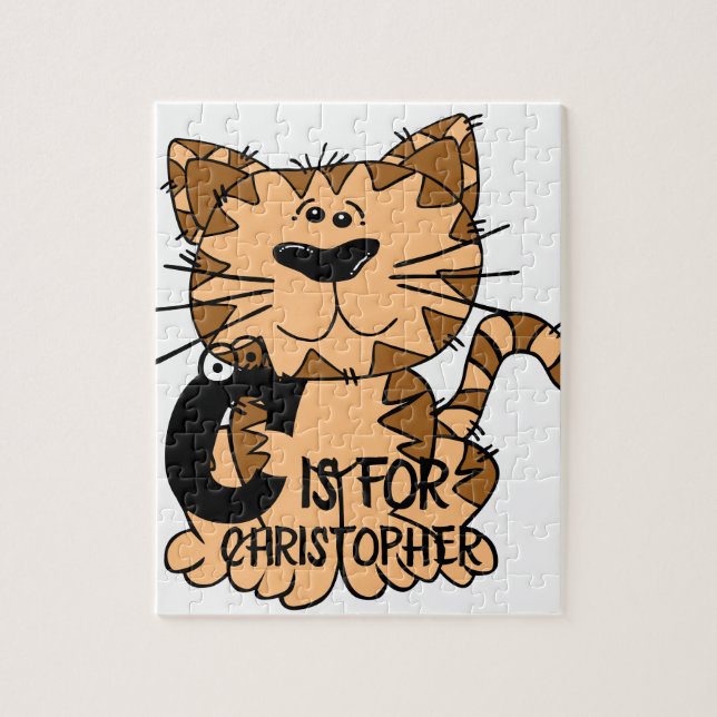 Puzzle monogramme personnalisé C est pour chats chaton ch (Vertical)