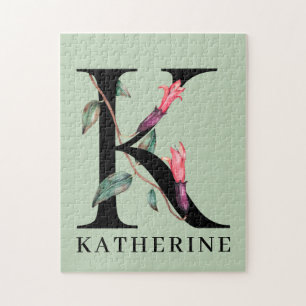 Puzzle Monogramme personnalisé en alphabet floral K