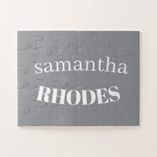 Puzzle Monogramme personnalisé minimaliste gris