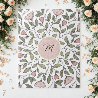 Puzzle Monogramme personnalisé sur un motif floral délica