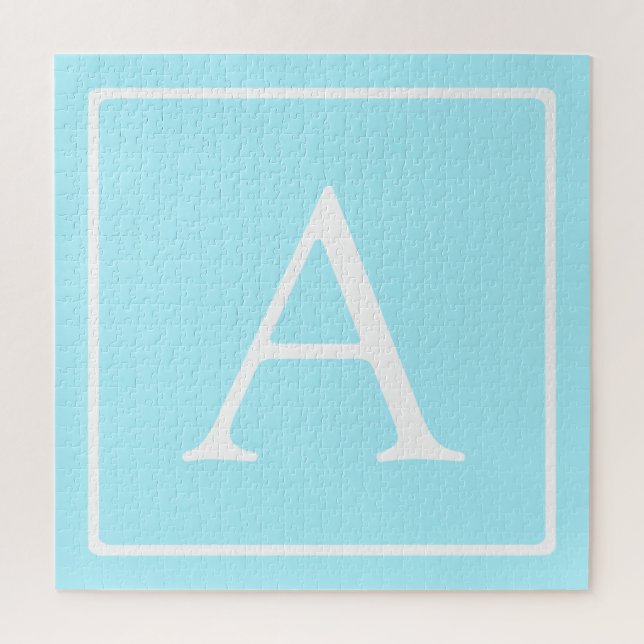 Puzzle Monogramme simple bleu ciel (Vertical)