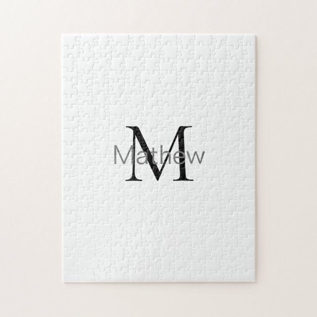 Puzzle monogramme simple de lettre initiale ajoutez votre (Vertical)