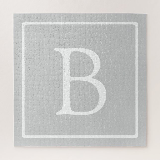 Puzzle Monogramme simple gris clair (Vertical)