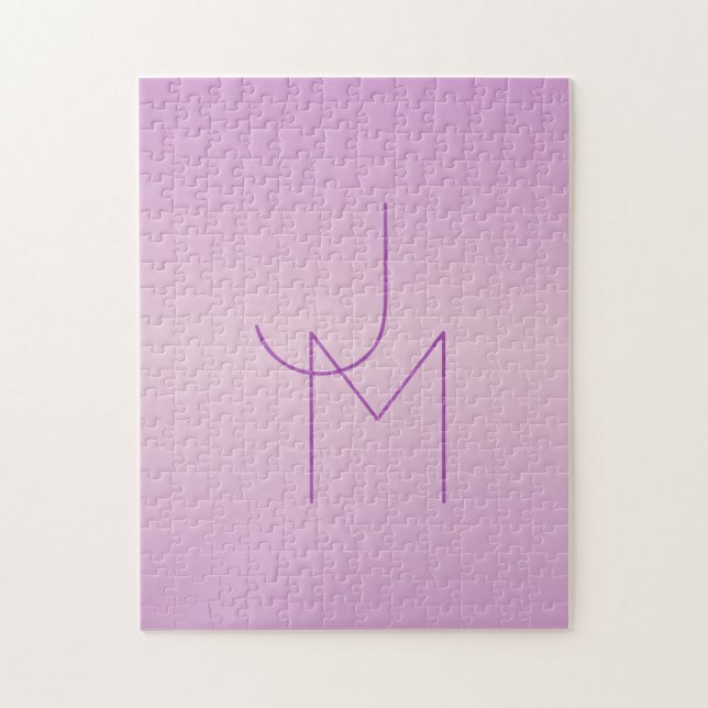 Puzzle Monogramme superposé unique | Rose lilas doux (Vertical)