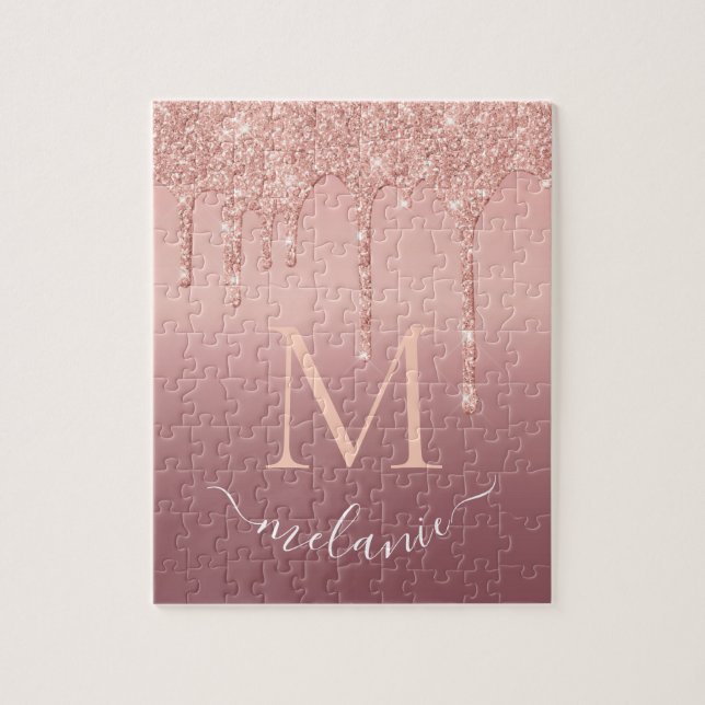Puzzle Monogramme Votre Nom Rose Texte Parties scintillan (Vertical)