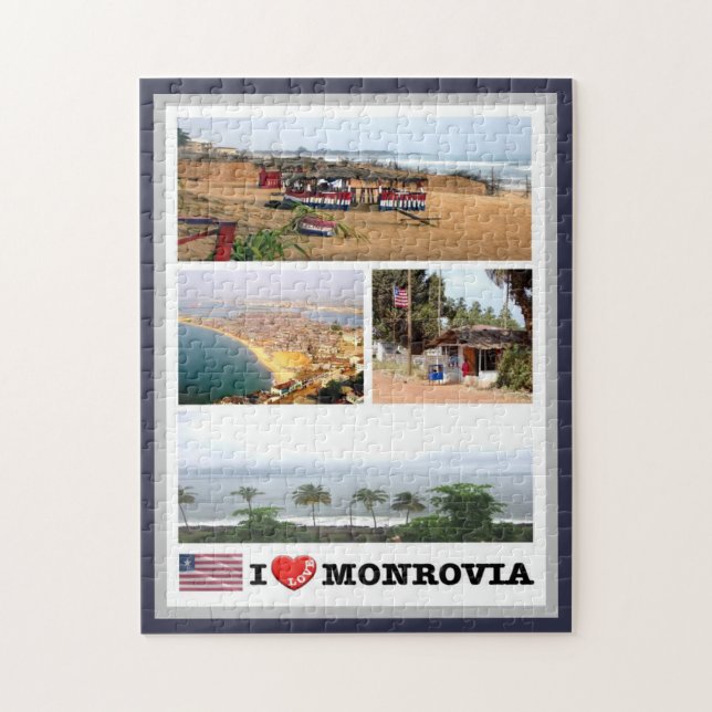 Puzzle Monrovia - Liberia - I Love - (Vertical)