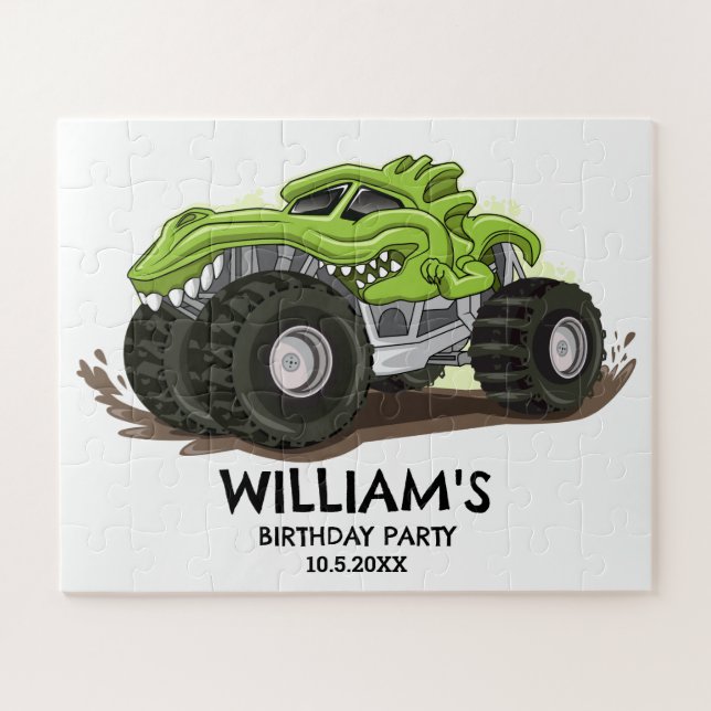 Puzzle Monster Truck Anniversaire Fête Minimale Garçons A (Horizontal)