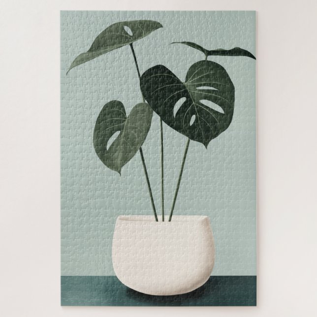 Puzzle Monstera dans un pot blanc (Vertical)
