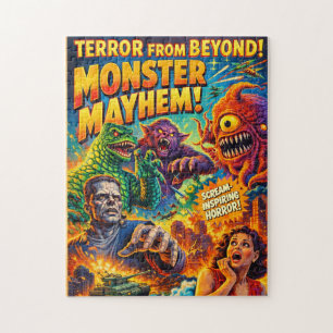 Puzzle Monstre Mayhem Rétro Horreur Vintage