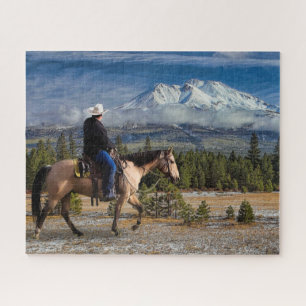 PUZZLE MONT SHASTA AVEC CHEVAL ET RIDER