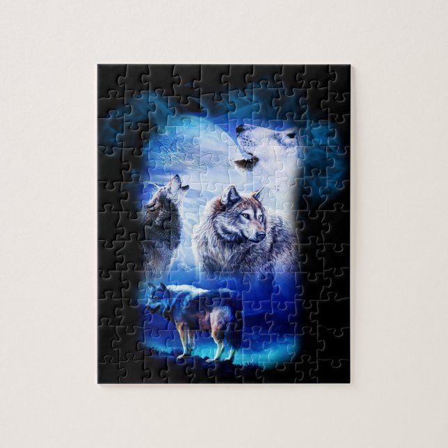 Puzzle Montagne de lune de loup d'imaginaire (Vertical)