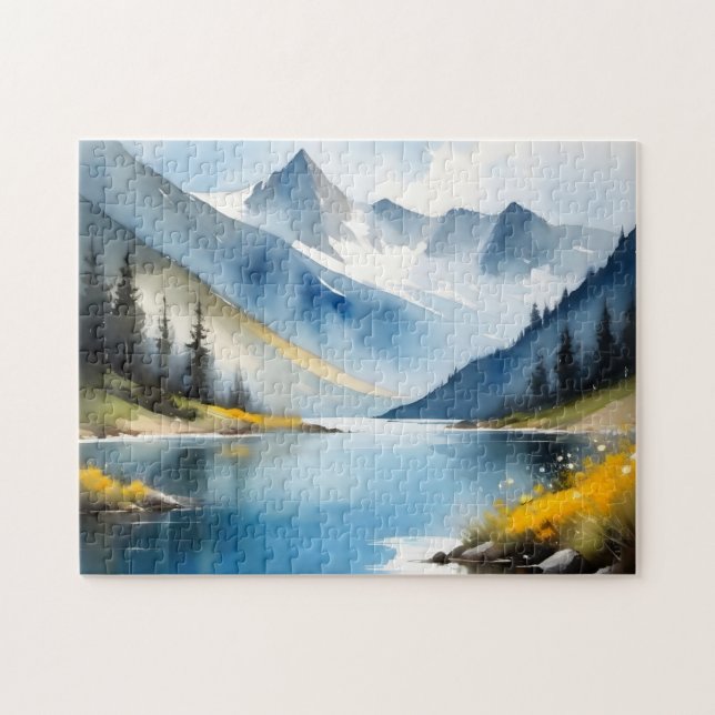 Puzzle Montagnes enneigées et lac (Horizontal)