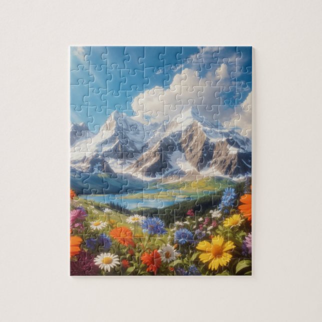 Puzzle Montagnes et Fleurs sauvages (Vertical)