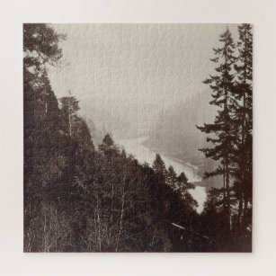 Puzzle Montagnes photographiques en noir blanc, Rivière, 