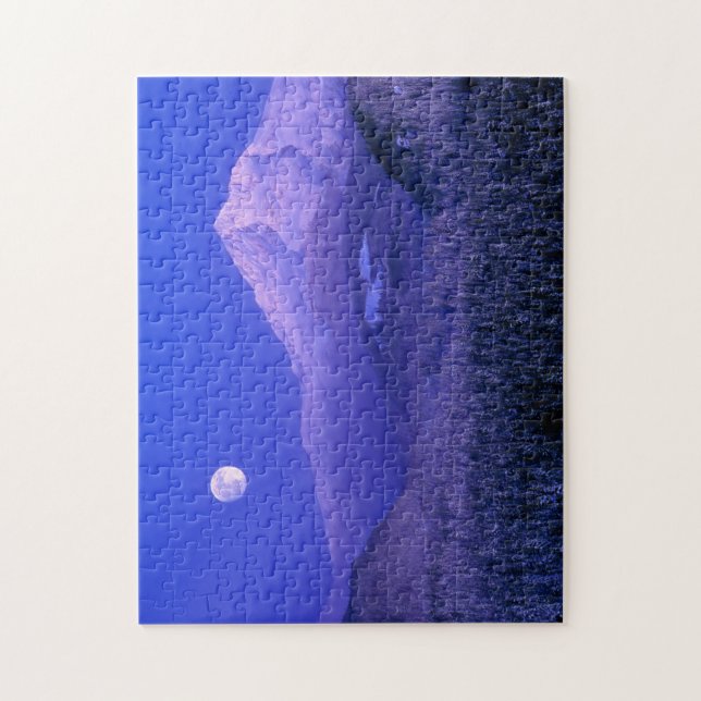 Puzzle Monte-lune au-dessus de l'hiver du mont Hood, Oreg (Vertical)