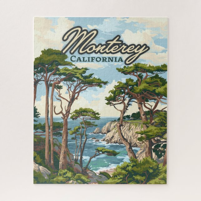 Puzzle Monterey California Cypress Trees Ocean Coast (Vertical)