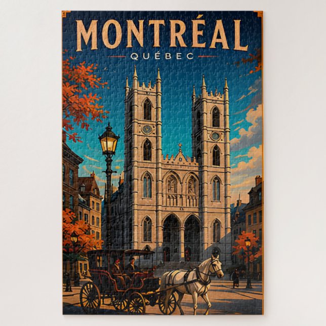 Puzzle ⛪ Montréal Québec Voyage Rétro 🇨🇦 (Vertical)